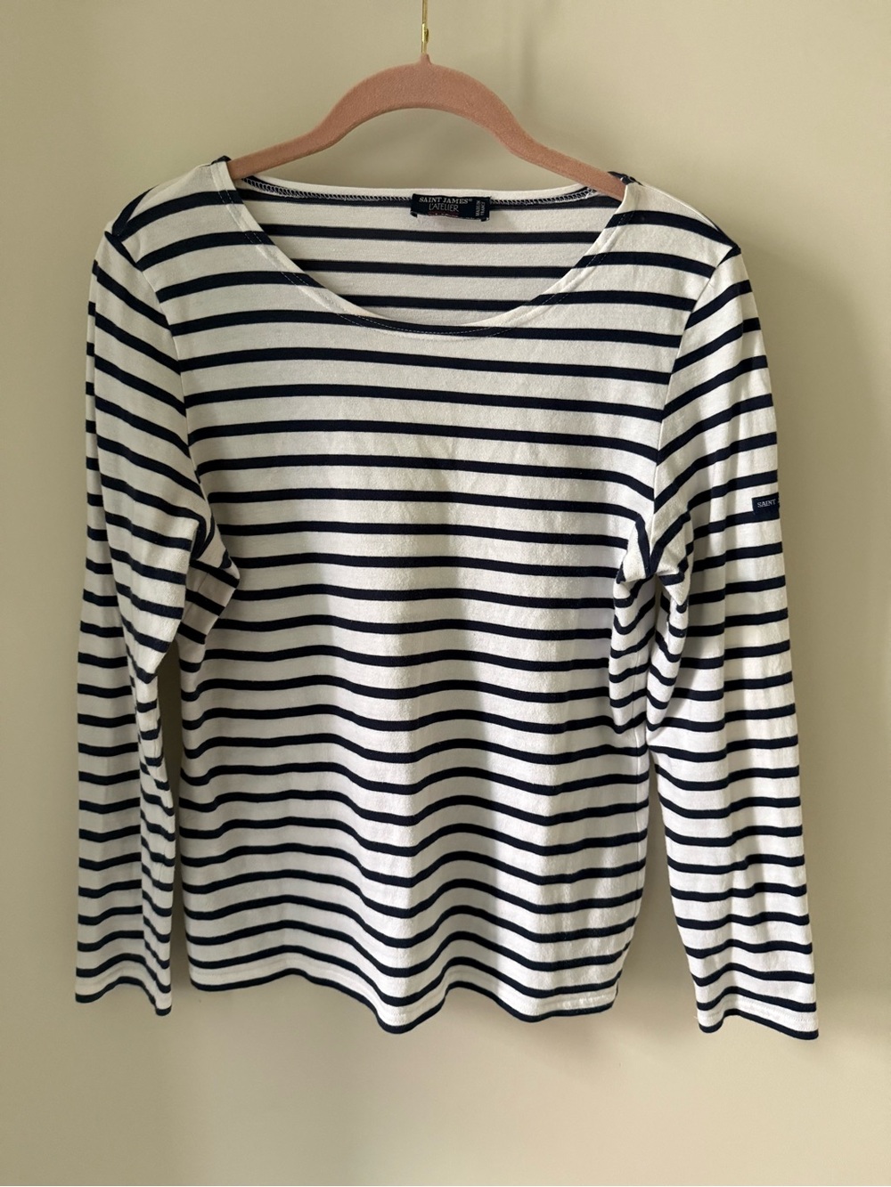 Saint James White and Navy Breton Striped Long-Sleeve Top
